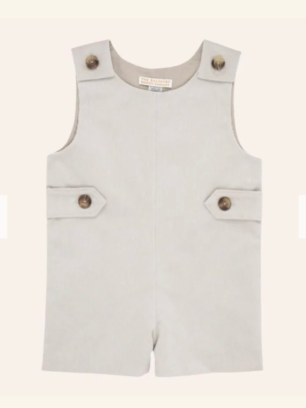 The Beaufort bonnet Co Cream corduroy Sleeveless Button Jon Jon Romper